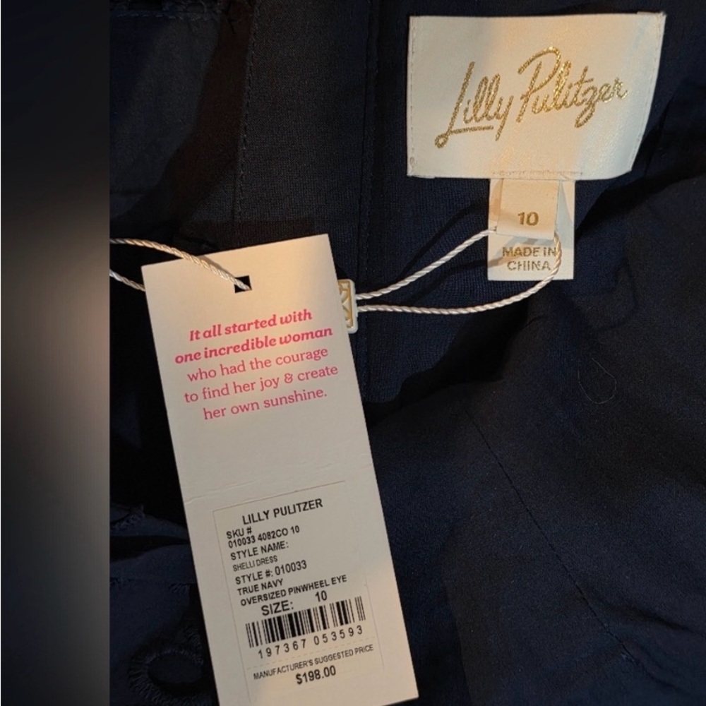 Lilly Pulitzer Navy Eyelet Spaghetti-Strap Mini - Picture 8 of 9